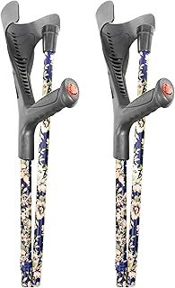 PEPE Mobility - Folding Crutches for Adults (x2 Units, Open Cuff), Foldable Women, Coloured Men, Aluminium Walking