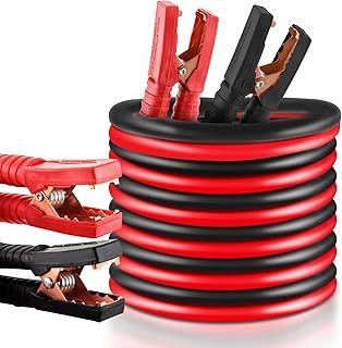 6M Booster Cables 3000Amp Heavy Duty Cars Jump Leads Professional Battery Start Cables Colour Coded Clamp Anti Tangle Leads Jump Start Leads for Cars Vans (6M 3000Amp)