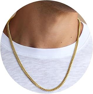 Gold Chain for Men 3mm Mens Gold Chain Necklace Cuban Chain Mens Chain for Men Boys Jewellery Gifts for Him 20 Inch