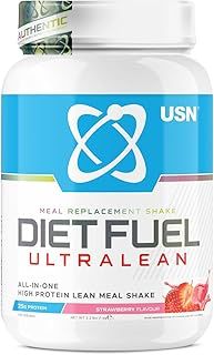 USN Diet Fuel Ultralean Meal Replacement Shake Powder, Strawberry Flavour - 1kg, High Protein Shake Powdered Drink Mix, Low Calorie Diet & Weight Control Powder, 25g Protein