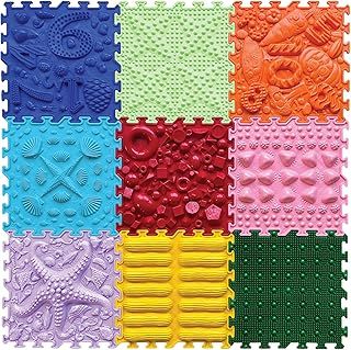 9-Piece Sensory Massage Puzzle Play Mat – Interlocking Orthopedic Floor Tiles & Textured Sensory Mats for Kids & Adults (Rainbow Melody)
