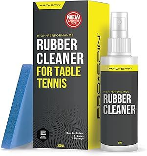 PRO SPIN Table Tennis Bat Cleaner - High-Performance Cleaning Kit | 200ml Table Tennis Rubber Cleaner | Sponge Included | Eliminate Dirt & Dust | Preserve Rubber & Restore Tackiness