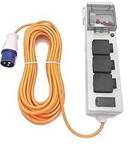 Eurohike Mobile Mains Kit with 3 UK 3-pin Sockets, 2 USB 2.1A Ports & 240V Site Plug, Power Extension, Electical Hook up for Camping, Motorhomes & Caravaning, 15m Cable, RCD & MCB