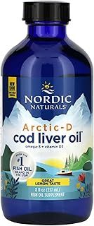 Nordic Naturals, Arctic-D Cod Liver Oil, 1060mg Omega-3 from Cod Liver Oil, with EPA and DHA, Lemon Flavour, 237ml, Lab-Tested, Soy Free, Gluten Free, Non-GMO