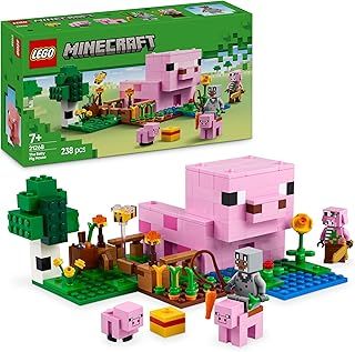 LEGO Minecraft The Baby Pig House Building Toy - Farm Animal Set Includes a Forest Biome, Hero Figure and Mobs, Gift for 7+ Year Old Girls & Boys 21268