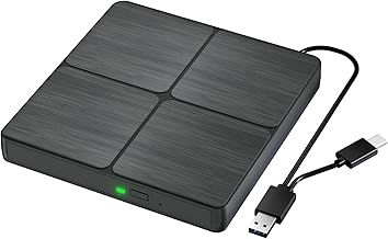 External Blu Ray Drive, Portable USB 3.0 Type-C 3D Blu Ray Players CD DVD BD Reader, Slim Optical Bluray CD/DVD Burner for Laptop MacBook Desktop PC Compatible with Mac OS Windows XP/7/8/10/11