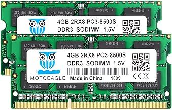 PC3 8500S DDR3 1066MHz 8GB Kit (2x4GB) Sodimm RAM CL7 204 Pin 1.5V 2RX8 Dual Rank Non-ECC Unbuffered Laptop Memory