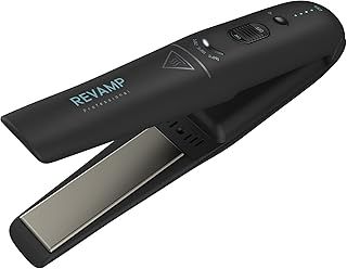 REVAMP Liberate Cordless Compact Ceramic Hair Straightener - Cordless Hair Straighteners, Rechargeable Battery Travel Straightener, Portable Straighteners for Straight, Curl & Wavy Styles - Black