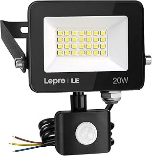 Lepro Security Lights Outdoor Motion Sensor, 20W 2000 Lumen PIR Lights, IP65 Waterproof Motion Sensor Flood Light, Ultra Thin Garden Security Light for Forecourt, Backyard, Garages