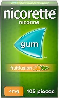 Nicorette Fruitfusion 4mg Gum (1 x 105 Pieces), Discreet and Fast-Acting, Stop Smoking Aid to Tackle Cravings and Withdrawal Symptoms, Nicotine Gum with Pleasant Fruit Flavour