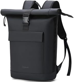 Rolltop Backpack for Men and Women, Elegant Laptop bag, Waterproof with 17 Inch Laptop Compartment, Large Travel Backpack, Daypack, School, Travel, University (Black)