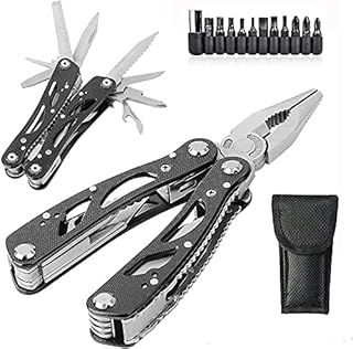 Grizef Multitool Pliers, Durable Stainless Steel 24-in-1 Multi-Purpose Pocket Folding Pliers with Screwdriver Kits, Outdoor Multi-Functional Utility Tools for Outdoor Activities, DIY Activities
