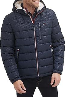 Tommy Hilfiger Men's Midweight Sherpa Lined Hooded Water Resistant Puffer Jacket Coat