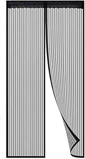90CM x 210CM Magnetic Door Screen Fly Insect Screen Mesh Door Curtain Top-to-Bottom Seal Shuts Automatically Easy to Install Without Drilling (Black)