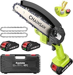 2-in-1 Cordless Pole Saw & Mini Chainsaw, Supstable Cordless Pole Chainsaw 6 Inch, with Retractable Extension Rod Up to 15 Feet, with 2 x 4.0AH Batteries for Tree Trimming
