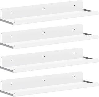 Lifewit Floating Shelves for Wall, 4 Pack White Plastic Shelf 38.1cm Room Decor for Bookcase/Vinyl Record Display/Photo/Picture in Bedroom, Living Room, Bathroom, Kitchen Storage and Organization