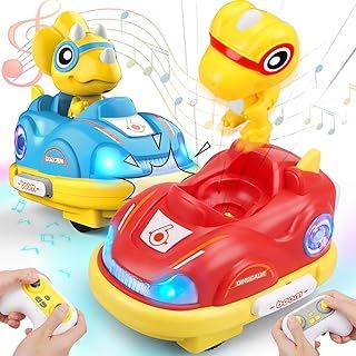 Britik Toys for Kids 3-8 Year Old: RC Bumper Cars 2 Pack Remote Control Car Toys Gifts for 3 4 5 6 7 8 Years Old Kids Christmas Birthday Presents for Boys Girls Remote Control Bumper Cars Dinosaur Toy