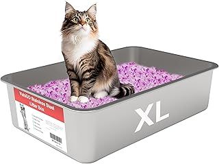 EXtra Large Metal Cat Litter BoX, Stainless Steel Durable Litter Pan for Large or Multiple Cats, Kitty Litter BoX with Smooth Surface and Easy to Clean,XL