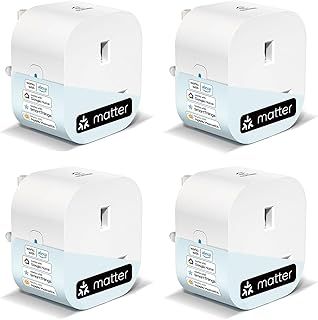 EIGHTREE Matter Smart Plug with Energy Monitoring, Mini WiFi Plug Works With Apple HomeKit, Alexa, Google Home, SmartThings, Remote Control, Timer & Schedule Function, 2.4Ghz Wi-Fi Only, 13A, 4 Packs