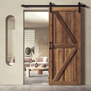 CO-Z 6.6 FT 200cm Sliding Barn Door Kit Wood Door Hardware Closet Set Carbon Steel Barn Door Hardware Kit 100KG Barn Door Sliding Track Up to 100cm Wide Sliding Door Panel (6.6 FT 200cm)