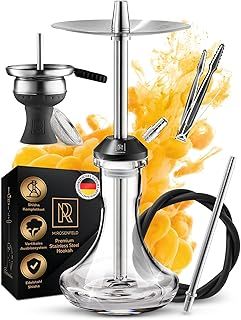 Shisha Pipe Set Stainless Steel Complete Travel Shisha with Shisha Accessories - Hookah Pipe Set including 150 cm Shisha Hose with Mouthpiece M. ROSENFELD
