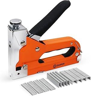 HS Super 3-in-1 Heavy Duty Staple Gun, 3000 Staples, Upholstery Staple Gun Heavy Duty for Wood, Quick-Jam Release Wall Stapler, Carpet Staple Gun, Fabric Stapler, Cable Staple Gun, Staplers & Tackers
