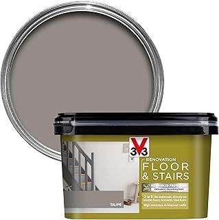 V33 Renovation Floor & Stairs Paint - No Undercoat Needed - Wooden Floors Laminates & Tiled Floors - Reinforced Protection - Easy Maintenance - Taupe 2 Litres