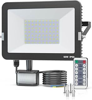 KALAHOL 30W Security Lights Security Lights Outdoor Motion Sensor with IR Remote Control, 3000LM 6500K Cold White Outdoor Lights Mains Powered IP66 Waterproof LED Floodlights for Garden, Backyard