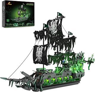 JMBricklayer Ghost Pirate Ship Building Block Toy with Lights, 40001 Flying Dutchman Brick Model to Build for Adults Men, Sail Boats Construction Toy Collection Decor Gifts for Childs 14+ (1100Pcs)