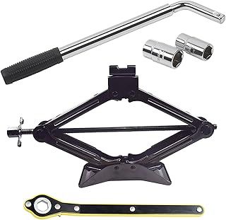 QISF Car Scissor Jack 2 Ton | Labor-saving Design | Extend from 110mmto 400mm | with Wheel Brace Wrench 17mm 19mm 21mm 23mm | Tyre Repair Tools Kit for Car