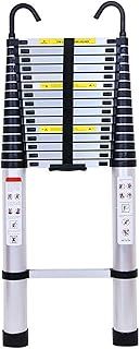 6.2M/20.3FT Extendable Aluminum Ladder Telescopic Loft Ladder Collapsible Step Ladders with Detachable Hook Heavy Duty 330lbs/150kg Capacity EN131 Standard