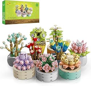 JMBricklayer Succulent Plants Building Blocks Sets for Adults, Flowers Office & Room Decor Succulent Bonsai Toys, Botanical Collection Model Kits, Idea Gifts for Women, Men, Her & Him (750 Pieces)