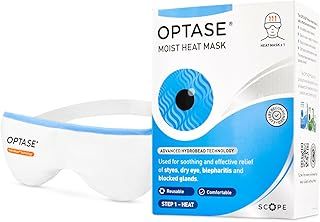 Optase Moist Heat Eye Mask - Reusable with HydroBead Technology for Soothing Relief from Blepharitis, MGD and Dry Eyes