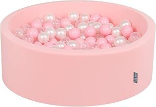 KiddyMoon 90X30cm/200 Balls ∅ 7Cm / 2.75In Baby Foam Ball Pit Made In EU, Pink:Light Pink/Pearl/Transparent
