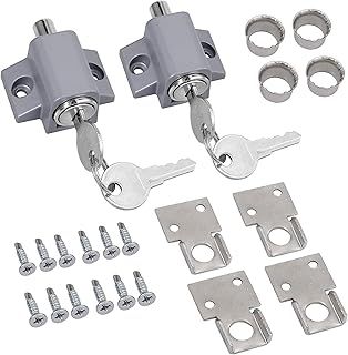 eSynic 2Pcs Sliding Patio Lock Sliding Patio Door Latches Set Security Lock Window and Patio Door Window Bolt Sliding Universal Locks-Silvery Grey