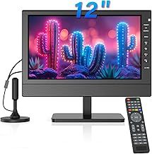 12inch Portable TV,Small TV with Aerial,Recharge battery,Digital T2 Tuner and HDMI,USB/TF slot and 12v charge cable/AC adapter
