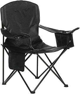 Amazon Basics Comfortable, Heavy Duty, Portable Camping Chair with 4-Can Cooler, Side Pocket, Cup Holder, and Carry Bag, Collapsible for Camping, Fishing, Beach, and Backpacking