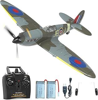 VOLANTXRC Remote Control Plane 4-CH RC Spitfire Fighter Radio Controlled Aeroplane for Beginners with Xpilot Stabilization Systemwith, One Key Aerobatic
