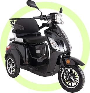 Black ZT500 Electric Mobility Scooter 3 Wheeled with Extra Accessories Package: Mobility Scooter Waterproof Cover, Phone Holder, Bottle Holder by Green Power