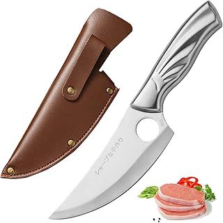 5 Inch Japanese Chef Knife SK5 High Carbon Stainless Steel Kitchen Knives with Sheath and Ergonomic Phoenix Tail Handle Cooking Knife for Home, Camping, BBQ