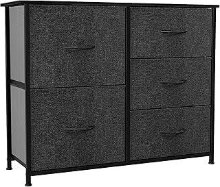 YITAHOME Chest of Drawers, 5-Drawer Storage Organizer Unit for Bedroom Living Room Closet, Sturdy Steel Frame, Easy Pull Fabric Bins & Wooden Top, Fabric Dresser