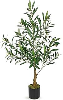 Oairse Artificial Olive Tree Indoor 3FT Tall Realistic Fake Olive Tree with Black Pot Silk Plant Large Artificial Plant Tropical Faux Plants for Home Office Living Room Balcony Outdoor Decor, 90cm