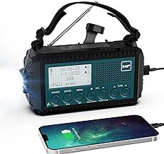 ROCAM Wind Up Solar Radio, DAB/FM Radio with 5000mAh Rechargeable Power Bank, Solar Panel/USB/Hand Crank Charger, Battery Radio Portable, SOS Alarm & Flashlight for Camping Hiking Emergencies (Blue)