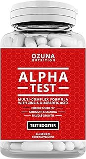 Ozuna Alpha Test - Testosterone Supplements for Men - Testosterone Booster with D-Aspartic Acid, Zinc, Tribulus Terrestris, Maca - Improve Recovery, Energy Levels & Muscle Function - 60 Capsules