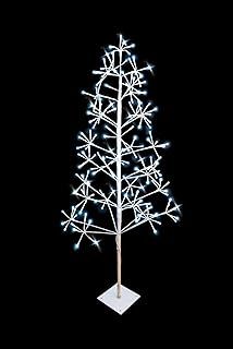 SHATCHI 4Ft/1.2m Pre-Lit White Twig Christmas 150 Cool Micro LEDs – Mains Operated – Indoor/Outdoor Birch Tree Xmas Home Light Decoration, Metal, 120 cm