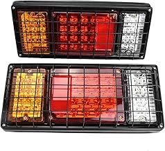 Universal LED Tail Revers Light Brake Light with Steel Net Cover, 2PCs 12V 40LEDs Car Vehicle Tail Light Back Indicator Lights for Trailer Truck Boat, High Bright Tail Light Plastic + Aluminum