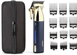 BaByliss Super-X Metal Hair Clipper, Lithium Cordless, Precision-Engineered Japanese Steel Blades, Hair Grooming Kit, Gifts for Men (Gold/Blue)
