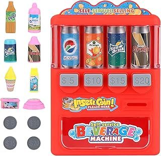 Satiskid Mini Vending Machine Toy, Food Doll House Decoration, Mini Drinks Vending Machine for Kids, Miniature Food Accessories, Doll House Furniture Kitchen Decoration