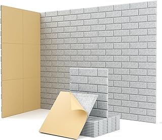 Sound Proofing Panels, Kuchoow Acoustic Wall Panels Self-adhesive, 12 Pack High Density Acoustic Panels, Soundproofing Panels for Walls Door Ceiling 12" X 12" X 0.4" Grey