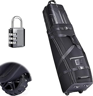 Premium Golf Travel Bag 2.0 Version with Sturdy Plastic Hard Case Top and Support System - Features 1680D Premium Oxford Fabric and Oversized Travel Wheels